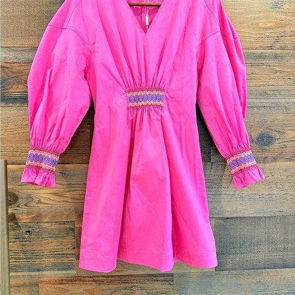 10 Crosby Derek Lam Katrina Bright Pink Smocked Mini Dress Cover-Up NWOT - Picture 2 of 8